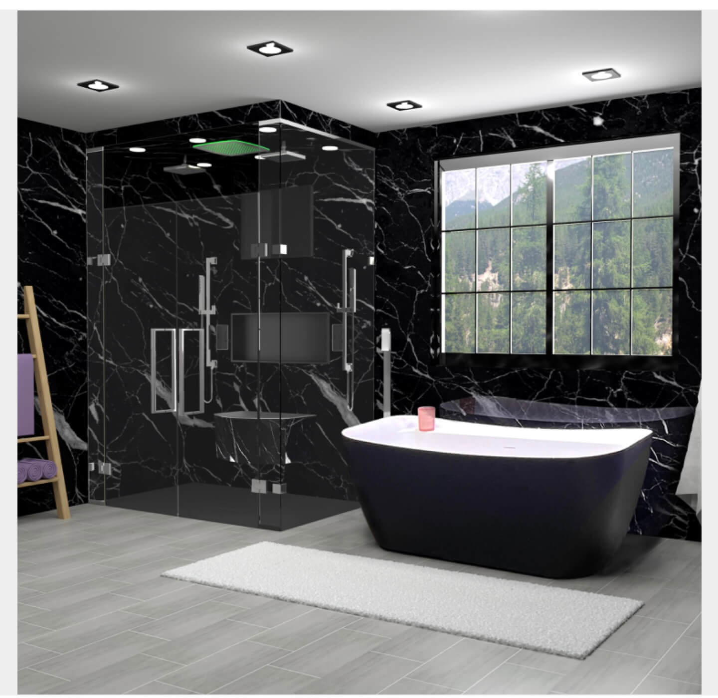 A modern black bathroom remodeling