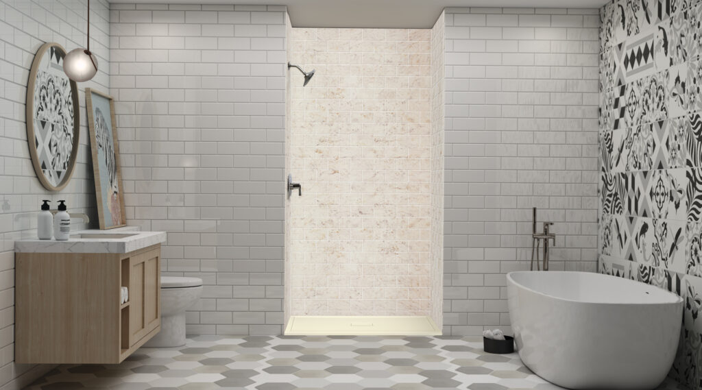a white new bathroom