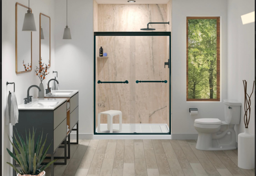 An image of a senior-friendly bathroom with handles