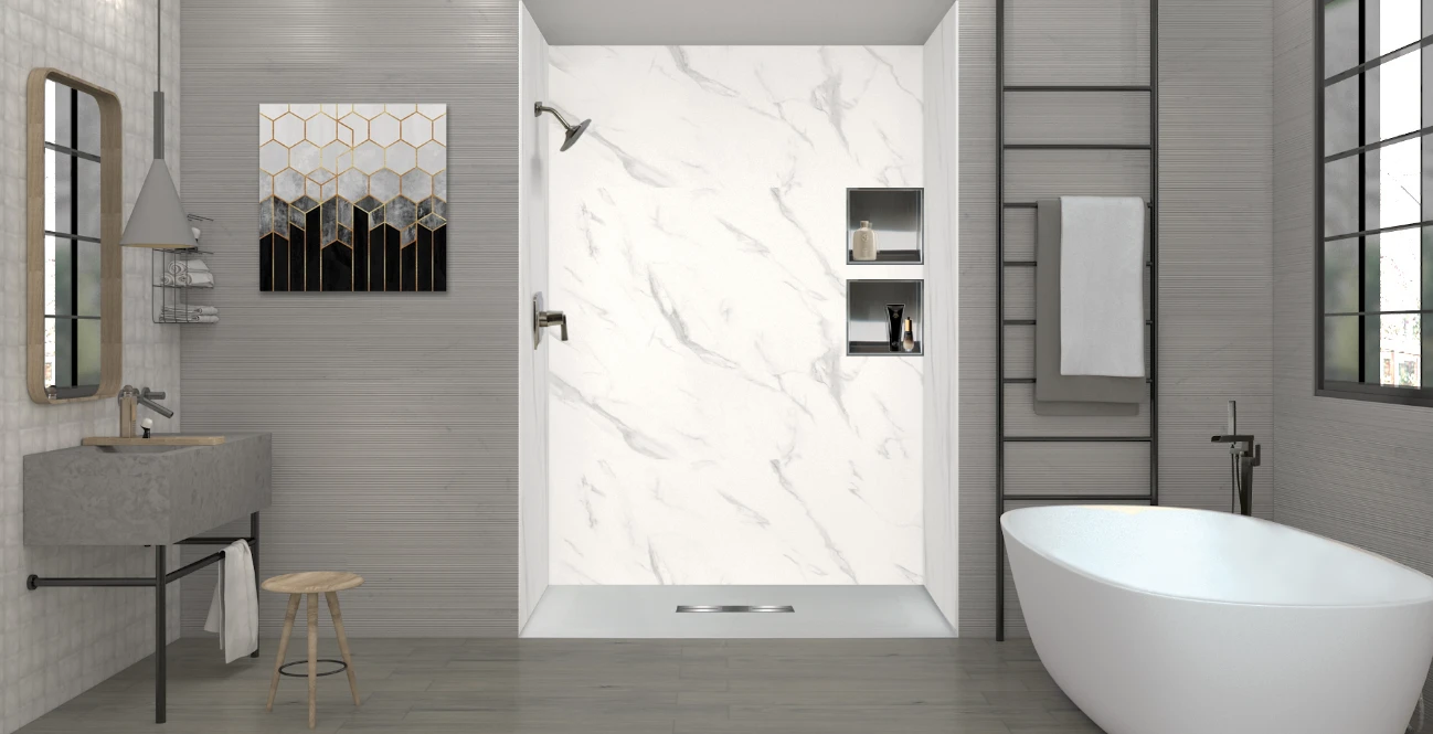 Modern walk-in shower installation with custom tile work in Fairfield Connecticut home