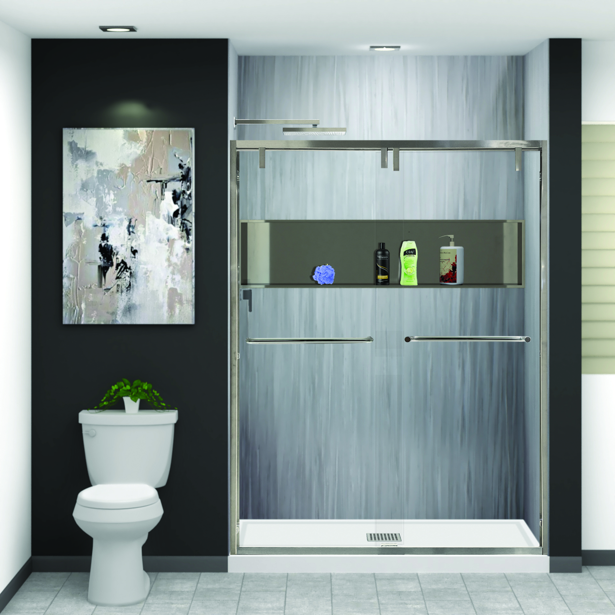 A contemporary walk-in shower 