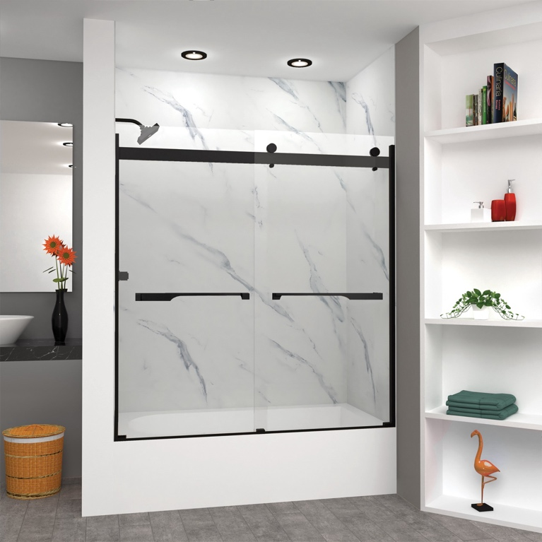 Modern bathroom in New Rochelle with a shower converted to a freestanding tub