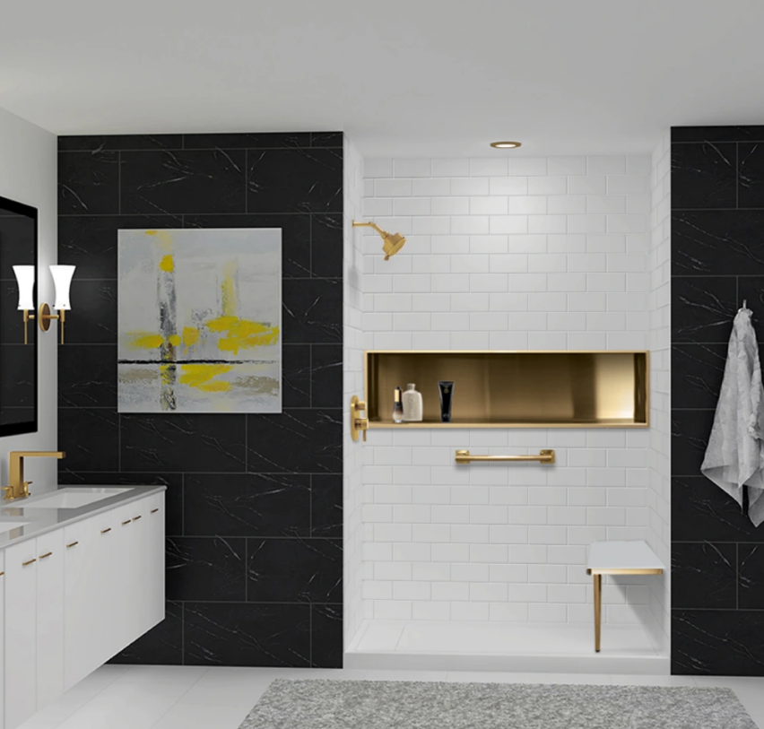 A modern bathroom shower