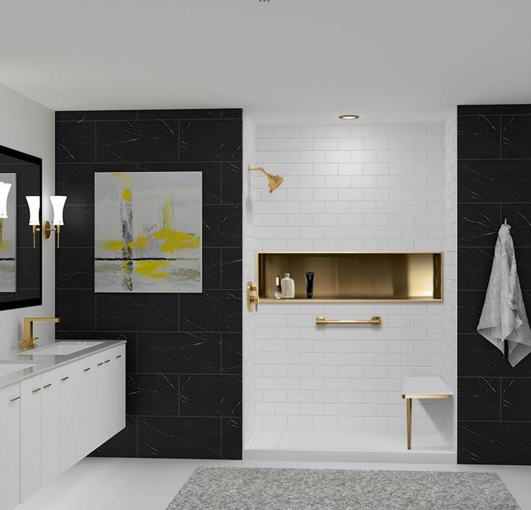 A modern bathroom walk in shower