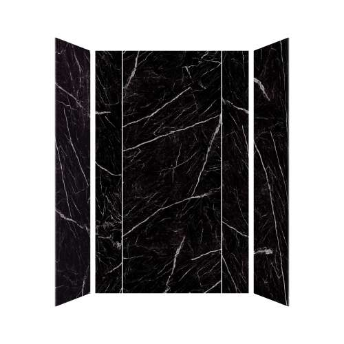 a black shower wall