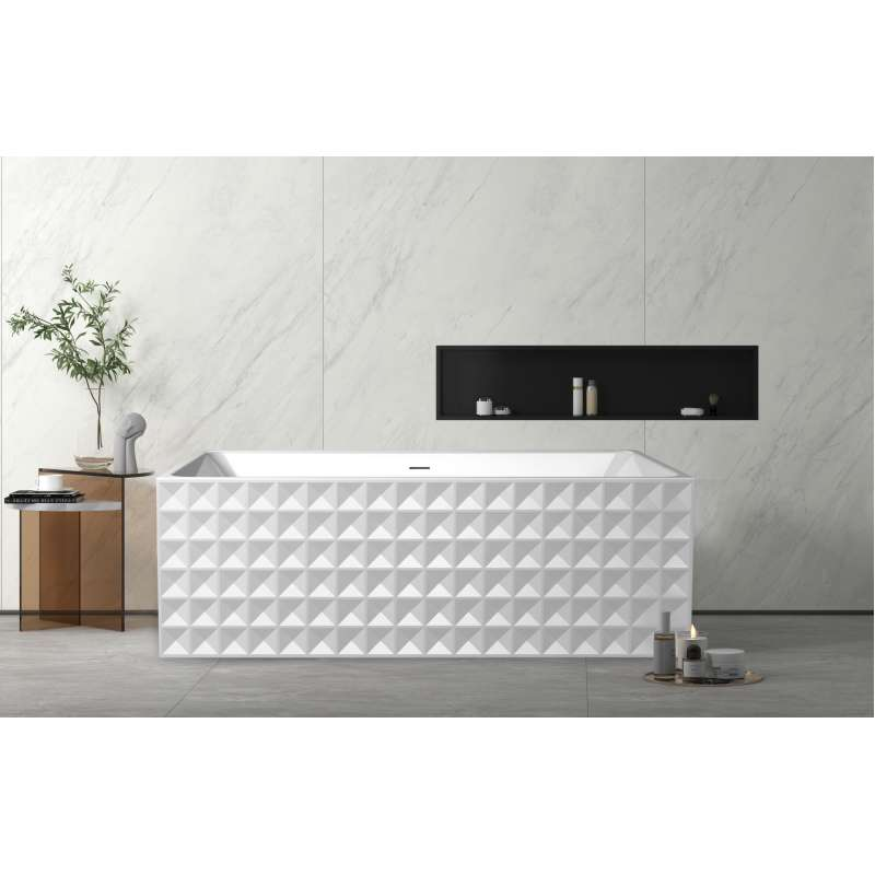 a white textured bathtub