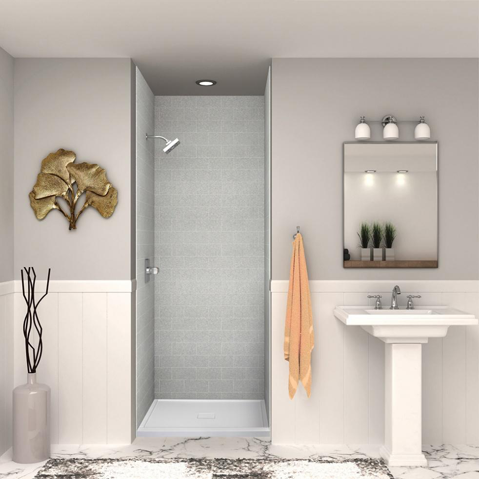 A modern bathroom with shower