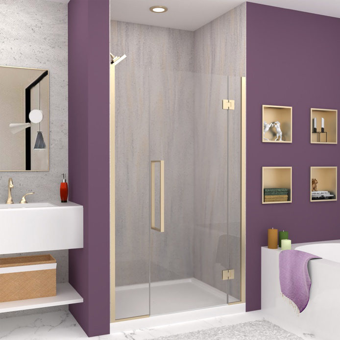 Modern bathroom renovation in Westchester, NY, featuring a floating vanity and walk-in shower
