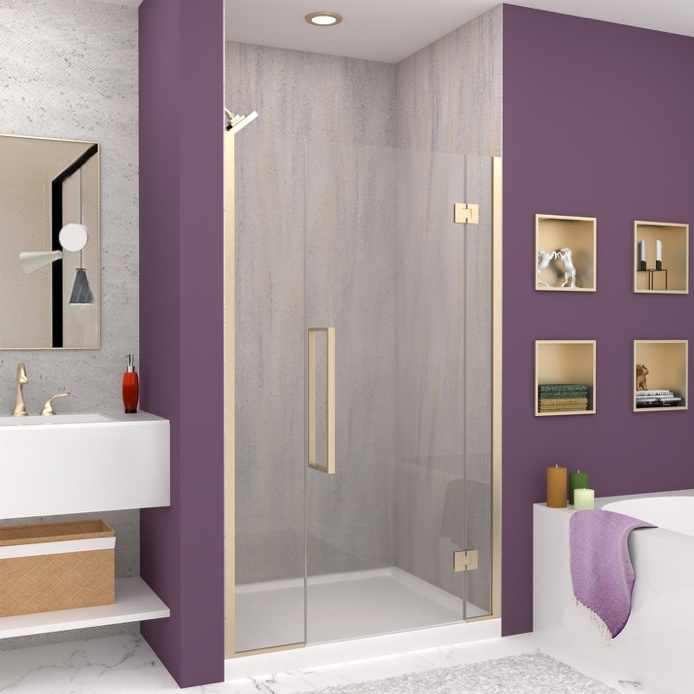 Modern bathroom renovation in Westchester, NY, featuring a floating vanity and walk-in shower