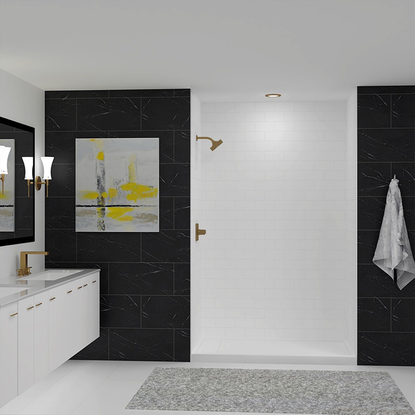 Modern bathroom shower conversion in White Plains with clear glass doors