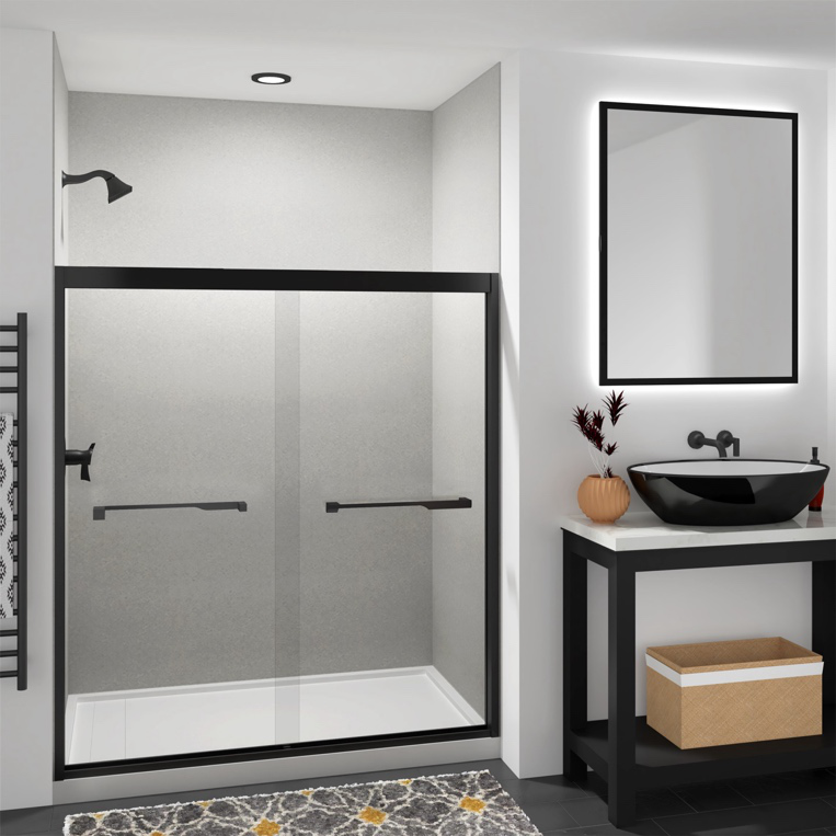 Modern walk-in shower in Yonkers with accessible low-threshold entry