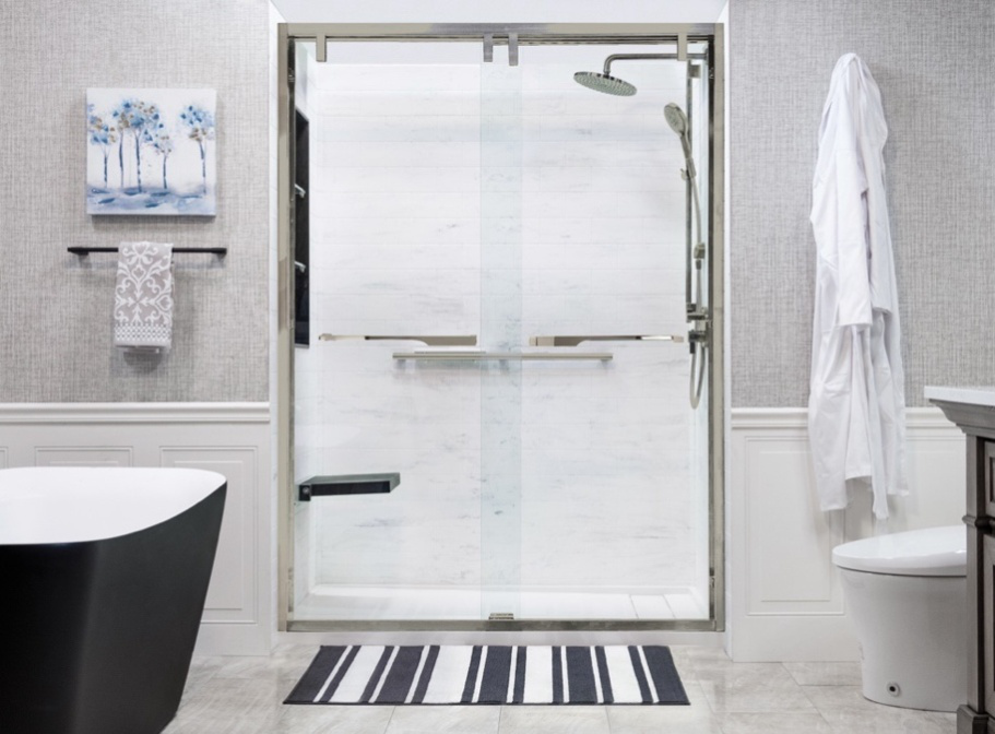 Safe and modern bathroom remodel in Port Chester with a new walk-in tub