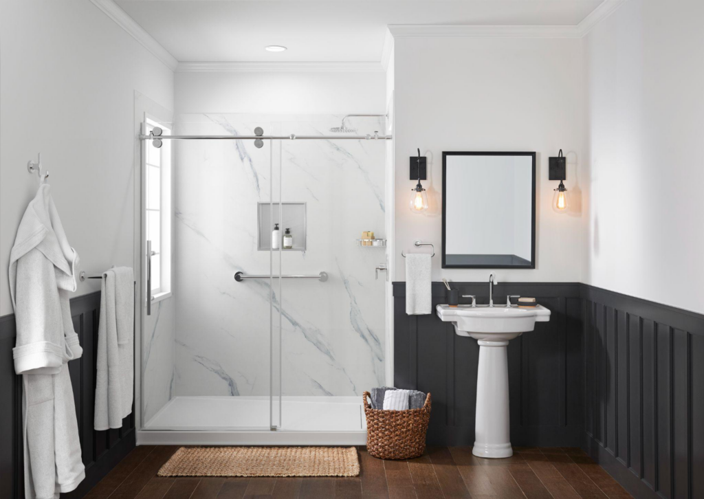 a bathroom remodel by Bath Replacers